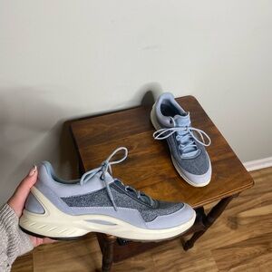 Blue and White Sneakers